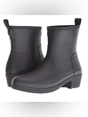 Hunter Refined Women's Black Ankle Biker Rain Boot Size 7